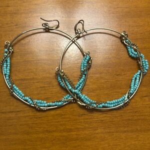 Turquoise Beaded Hoop Earrings
